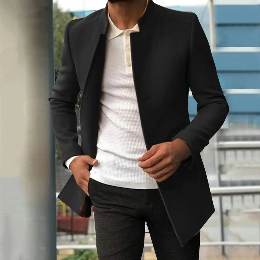 Trendy Men Suit Coat 2025 Formal Men Woolen Coat Long Sleeves new Keep Warm Slimming Buttons Woolen Jacket