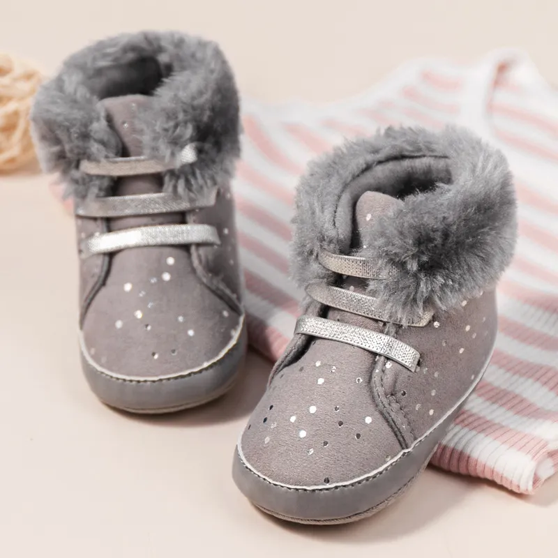 Winter New Baby Booties Shoes Fluff Keep Warm Newborns Flash new Baby 2025 Boy Gilr Shoes Boots First Walkers Infant Crib Shoes