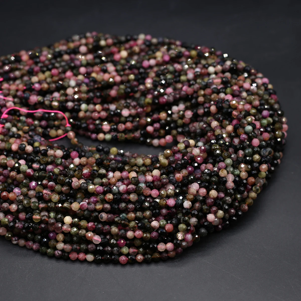 Natural Stone Beaded Faceted Round Colored Tourmaline Gemstone Loose Beads for Jewelry Making Diy Necklace Bracelet Accessories