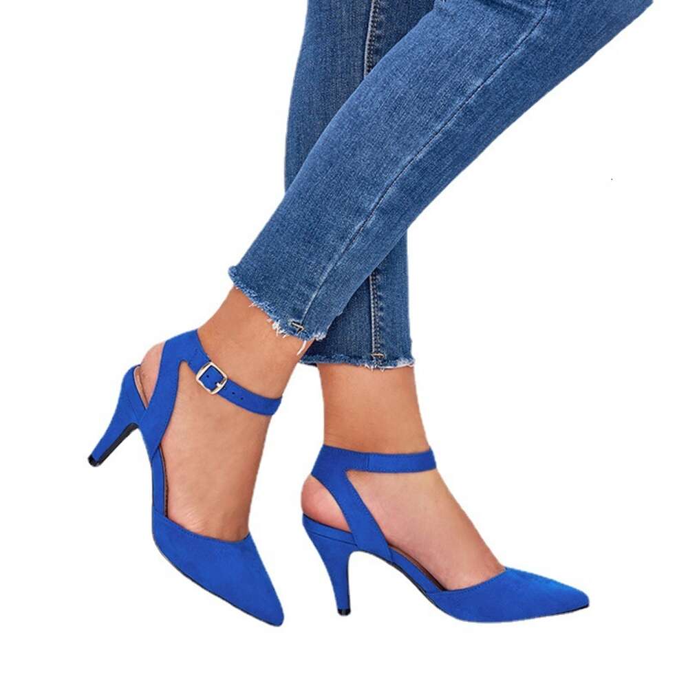 Summer New Pointed Square Button Shoes, High Heels, Fashionable Single Shoes, Thin Heels, Baotou Sandals for Women ddmythur