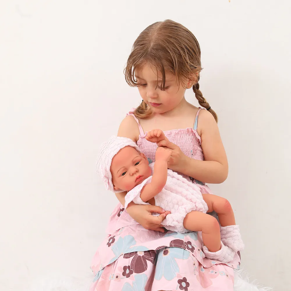 16inch Full Body Silicone Bebe Reborn Doll Soft Dolls Lifelike Baby Vinyl Bebe Doll Cute Reborn Baby Doll For Girls Doll Toys