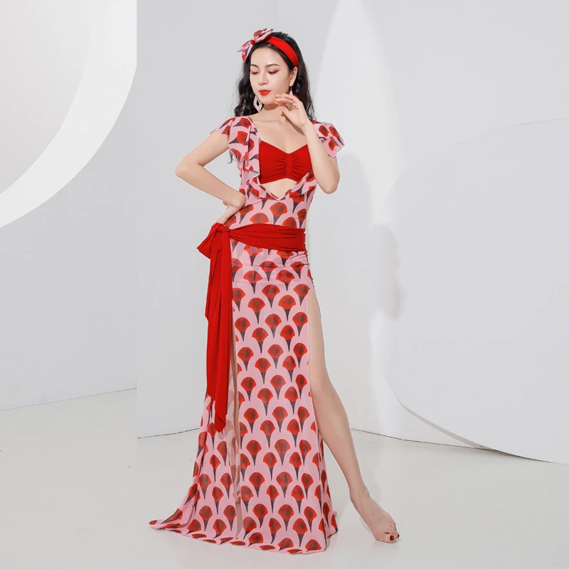 Oriental Outfit Belly Dance Costume Set for Women Belly Dancing Print Shaabi Performance Dresses Clothes Baladi Practice Robe