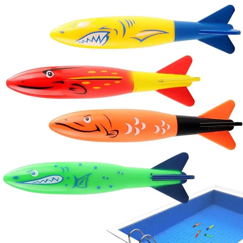 Diving Toys Underwater Swimming Pool Toys Colorful Shark Fishbone Jellyfish Torpedo Underwater Games Throw Toy Diving Training