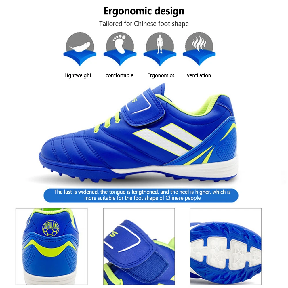 Children Soccer Shoes Anti-Slippery new 2025 Football Sneaker Breathable Soft Mesh Adjustable Sticker Wear-resistant for Artificial Grass