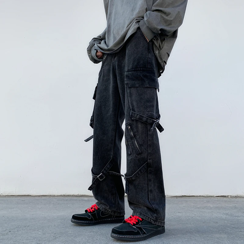 2024 New 2025 Men Jeans Wide Leg Denim Cargo jean pants Gothic new Straight Baggy hip hop Streetwear Skateboard Neutral denim Trousers