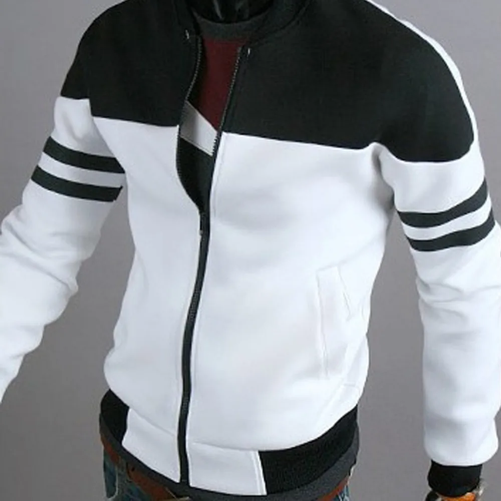 Casual Men's Autumn Winter Zipper Jackets Sportswear Patchwork Long Sleeve Coat Fashion Streetwear Outdoor Jackets