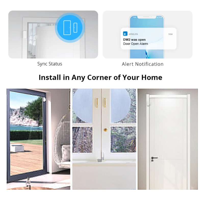 SONOFF DW2 WiFi/ DW2-RF Smart Door Window Sensor Door Open/Closed Detectors eWeLink Smart Home Alarm Work With Alexa Google Home