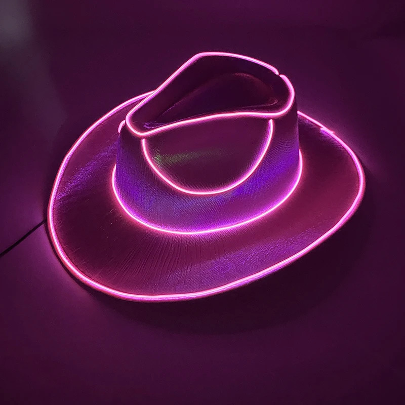 Arrival Pearlescent Cowboy Hat Dance Costume Decorate Glowing Cowgirl Cap Glowing For Neon NightClub 240314