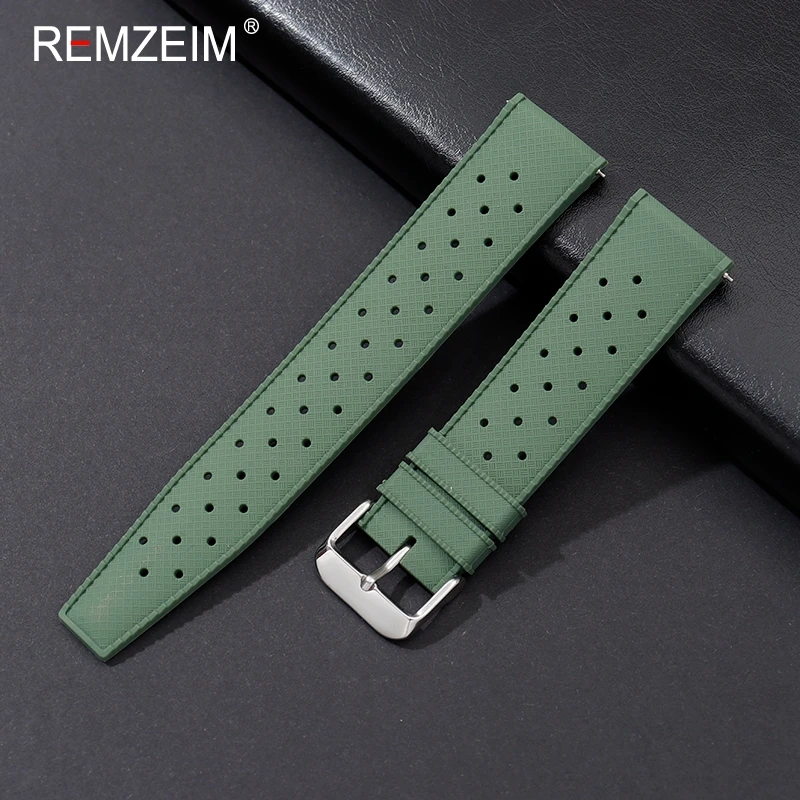 Silicone Breathable Watchband Waterproof Sport Replacement Watch Accessories Quick Release Wrist Straps 18mm 20mm 22mm