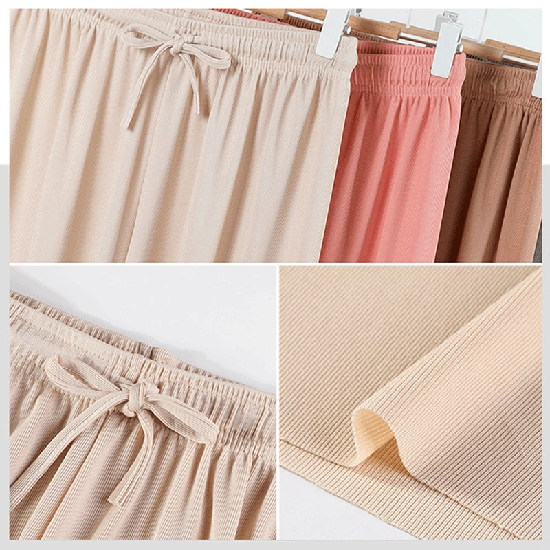 Jodimitty Spring Summer Ladies Ice 2025 Silk Wide Leg Trousers Girl Solid Color High Waist new Loose Comfy Straight Casual Pants 2023 New