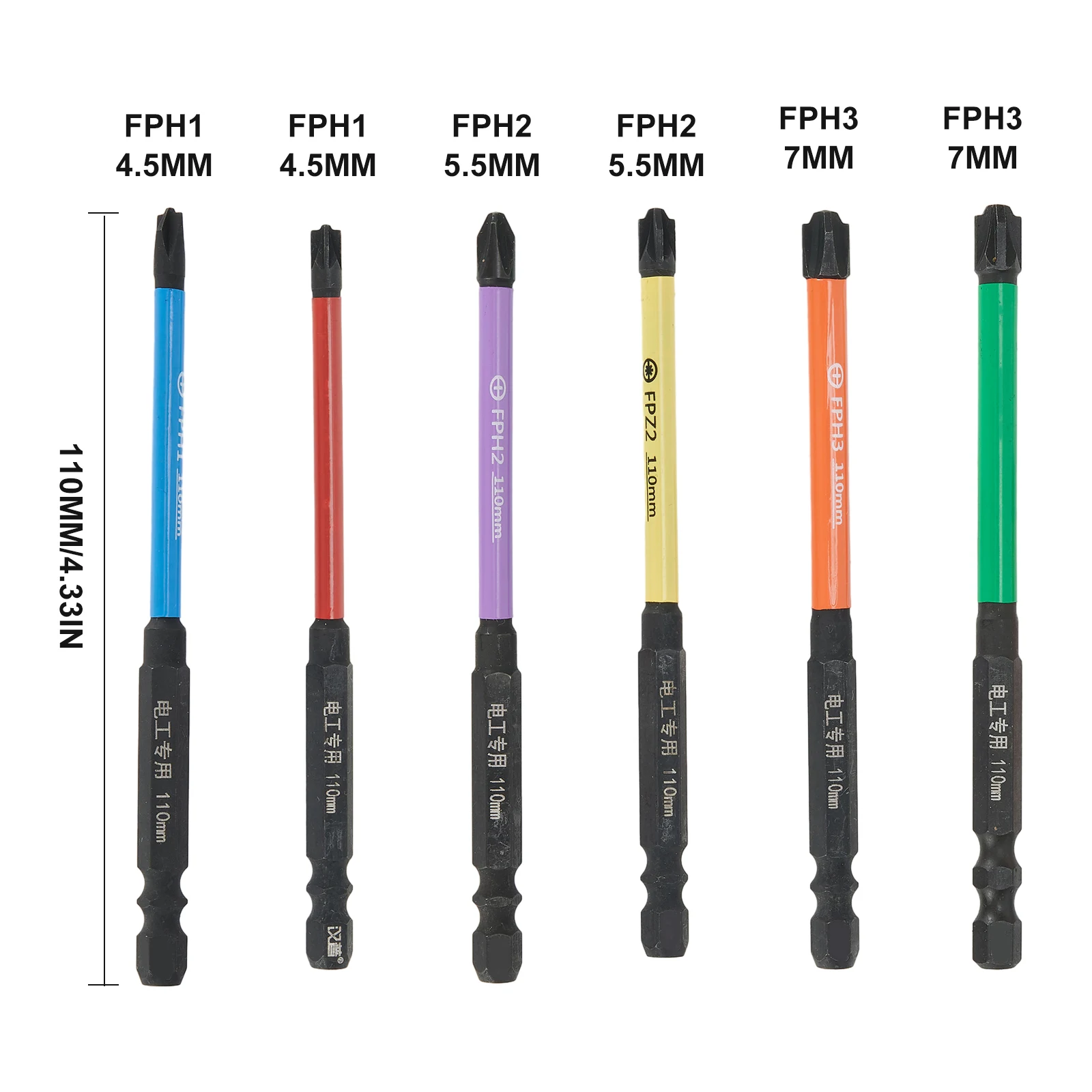 6pcs 65/100mm Magnetic Special Slotted Cross Screwdriver Bits FPH1 FPZ1 FPH2 FPZ2 FPH3 FPZ3 Electric Driver For Circuit Breakers