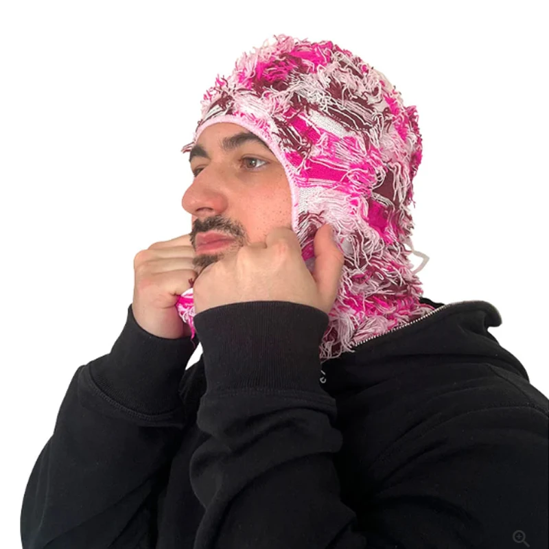 1PCS Knit Distressed Balaclava Distressed Knitted Full Face Ski Mask Ski Balaclava Fuzzy Balaclava Camouflage