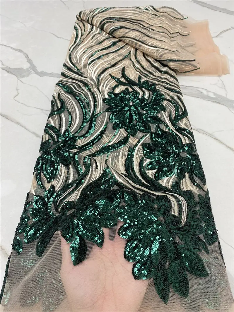 African Sequins Net Lace Fabric 2023 Gold High Quality Lace Elegant Nigerian Wedding Fabrics Sewing French Tulle Lace