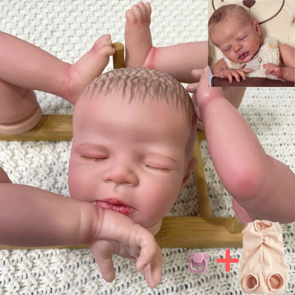 Clearance new 16Inch Already Painted Reborn Doll Kit Zendric With Cloth Body and 2025 Eyelashes Newborn Mold DIY Handmade Doll Parts