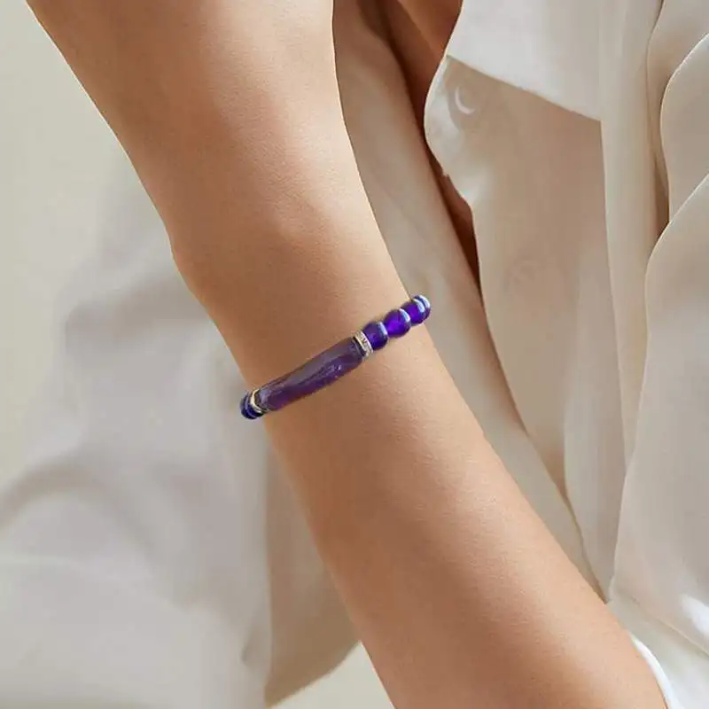 New Natural Stone 2025 Strand Beads Bracelet Amethyst Tiger Eye Malachite new Bangles Rectangle Bar Charm Reiki Bracelets for Men Women