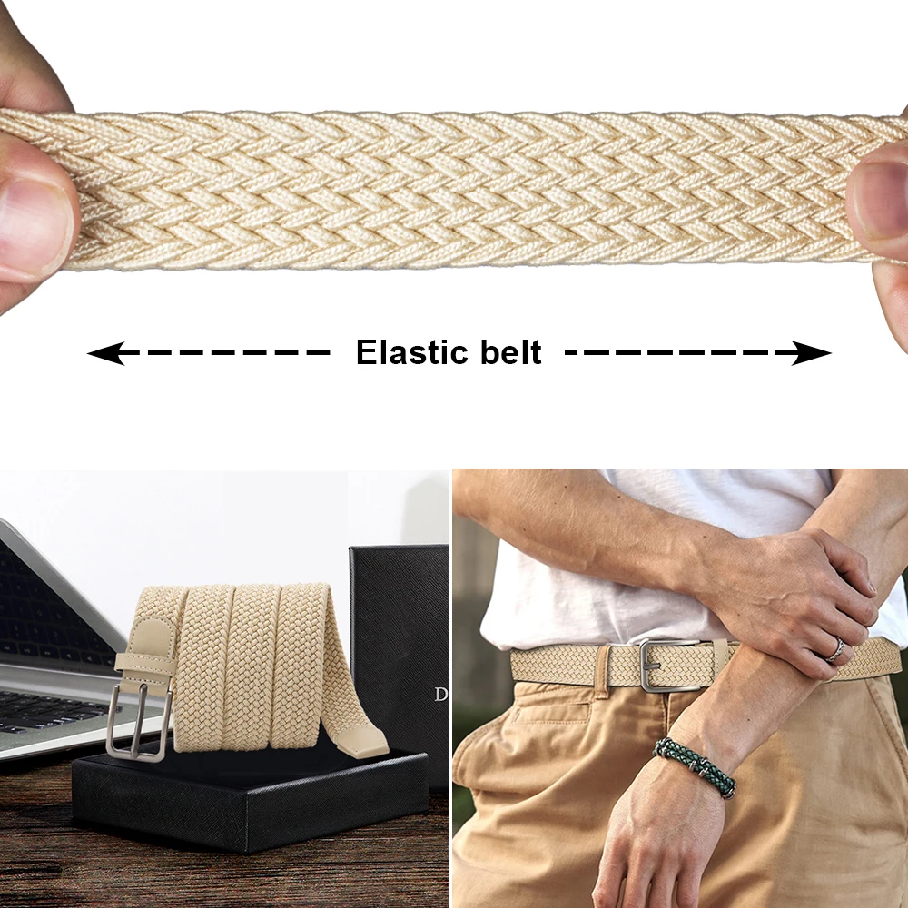 115cm Men's Elastic Belts Unisex Casual Woven Belt for Outdoor Rock Climbing Training Work Women'S Belt Paired with Jeans Belt