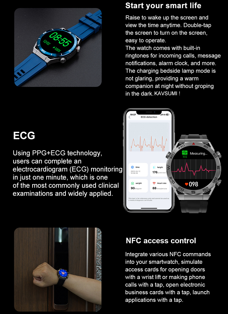 For Huawei Xiaomi NFC Smart Watch Men GPS Tracker AMOLED 454*454 HD Screen Heart Rate ECG+PPG Bluetooth Call SmartWatch 2023 New