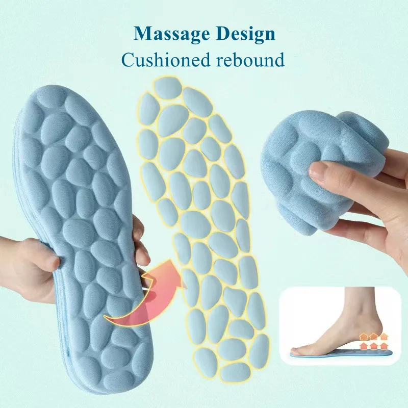 1Pair Soft Massage Insoles Sport Cushioning Inserts Shock-absorbing Comfort Insole new For 2025 Men Women Memory Foam Shoe Sole Shoe Pads