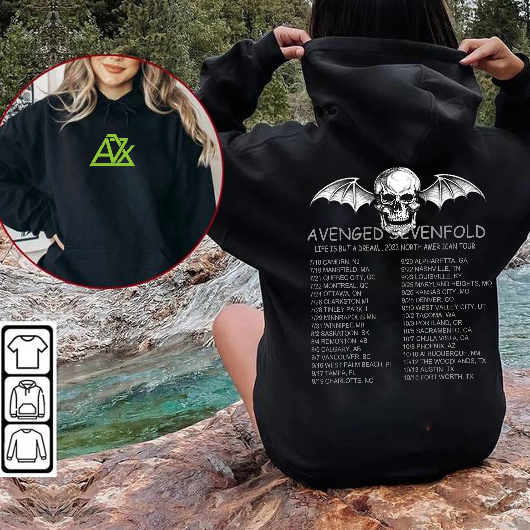 Avenged Sevenfold Life Is But A Dream North American Tour 2023 Printed Hoodie Woman Man Vintage Band Fans Winter Sweatshirt