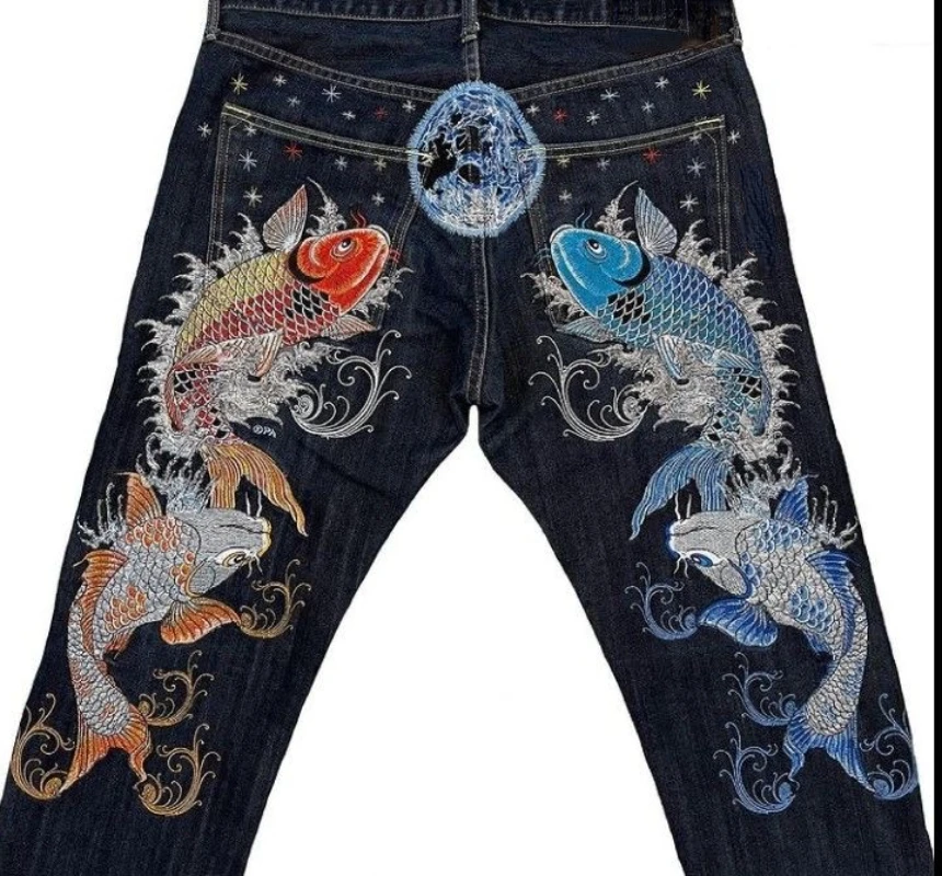 Y2K jeans men Harajuku Gothic American High Waist Jeans streetwear Men High Street Trend Street Hip Hop Straight Wide Leg Pants