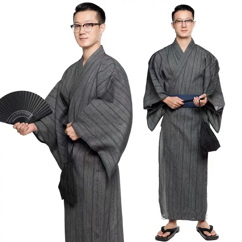 2025 new 2023NEW Japanese Traditional Samurai Kimono For Men,Yukata Bathing Robe,Hekoobi Loose Style,Sauna Wear Homewear,Belt Long Gown
