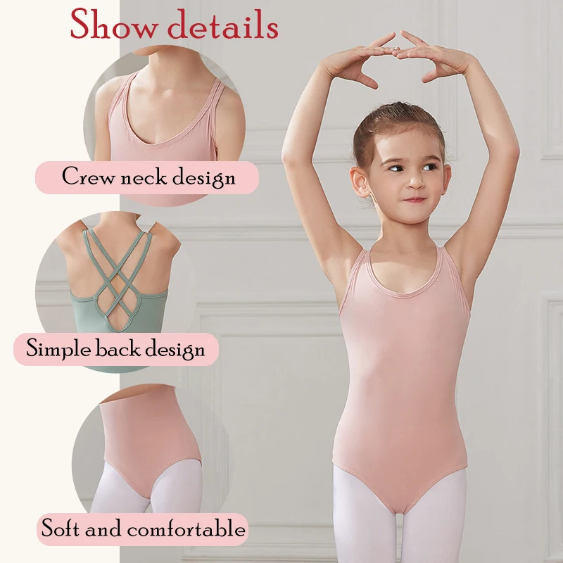 AOQUNFS Ballet Leotard For Girls new Dance Outfit 2025 Gymnastics Leotards Ballet Costumes Kids Bodysuit Criss-Cross Back Practice