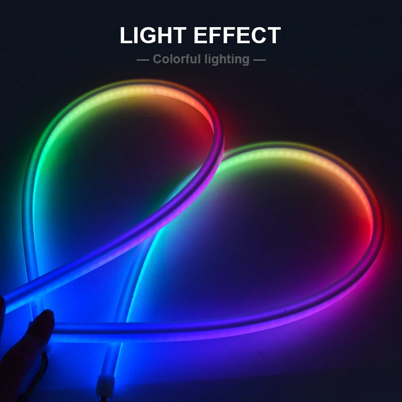 2PCS RGB Car LED Daytime Running Lights APP/Remote Control Flexible Auto Headlight Strips DRL Flowing Turn Signal Lamps 60cm 12V