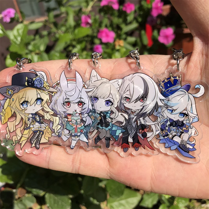 Genshin Impact Neuvillette Wriothesley Lyney Keychain Anime Game Accessories Backpack Pendant Prop Badge