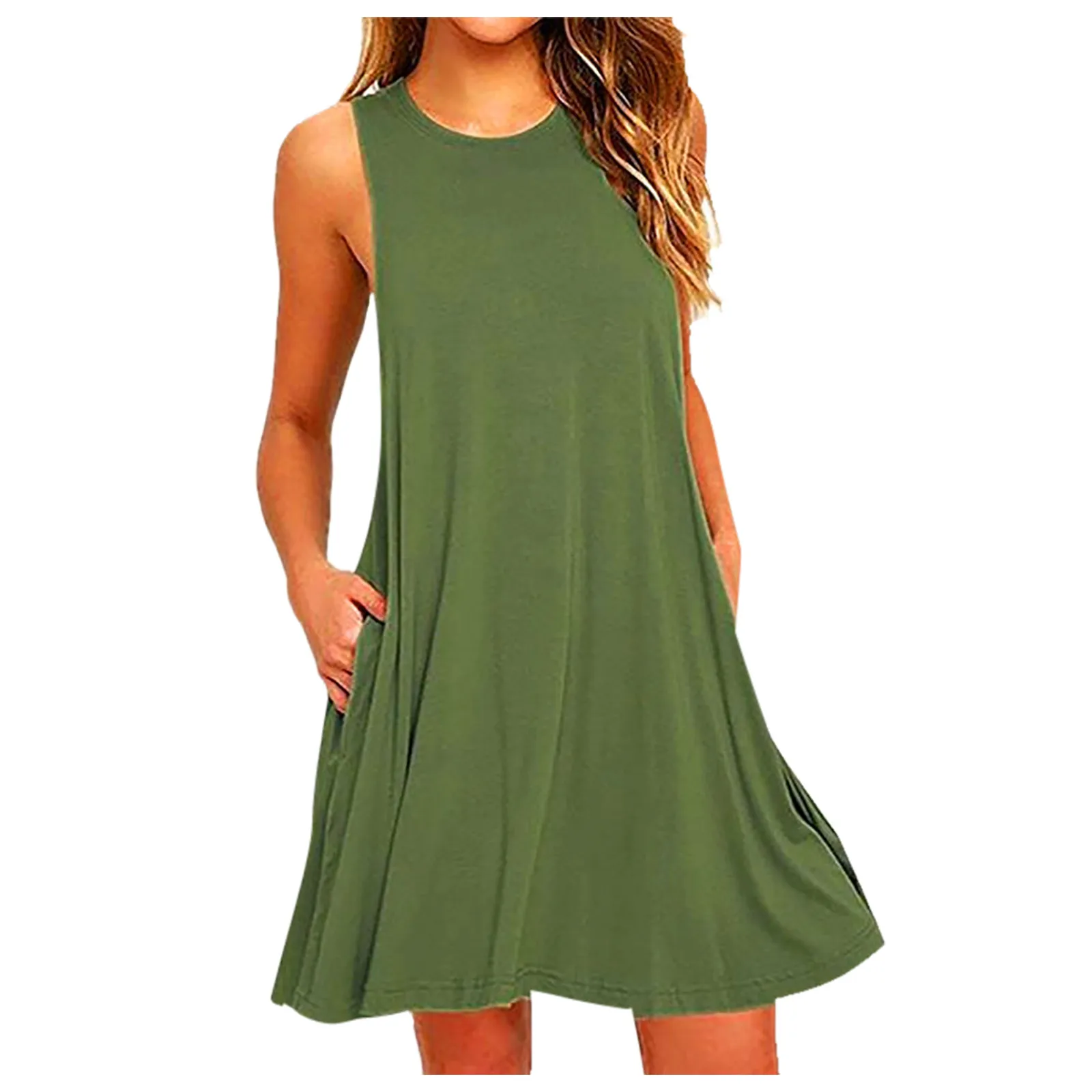 2023 Women's new 2025 Summer Casual Swing Blouse Dresses Beach Cover Up With Pockets Loose Blouse Dress