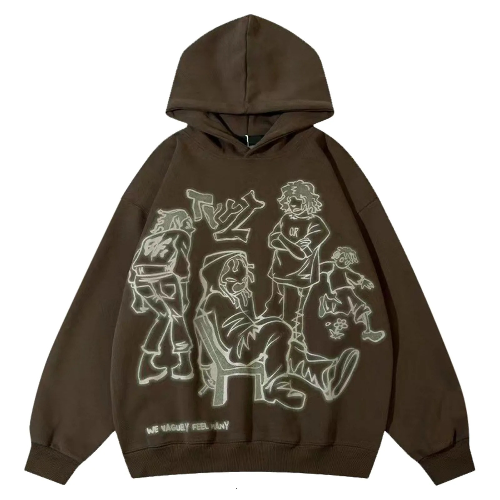 Y2K Streetwear Pink Hoodie Sweatshirt Funny Cartoon Graphic Autumn Harajuku Anime Hooded Pullover Hip Hop Hipster 240318