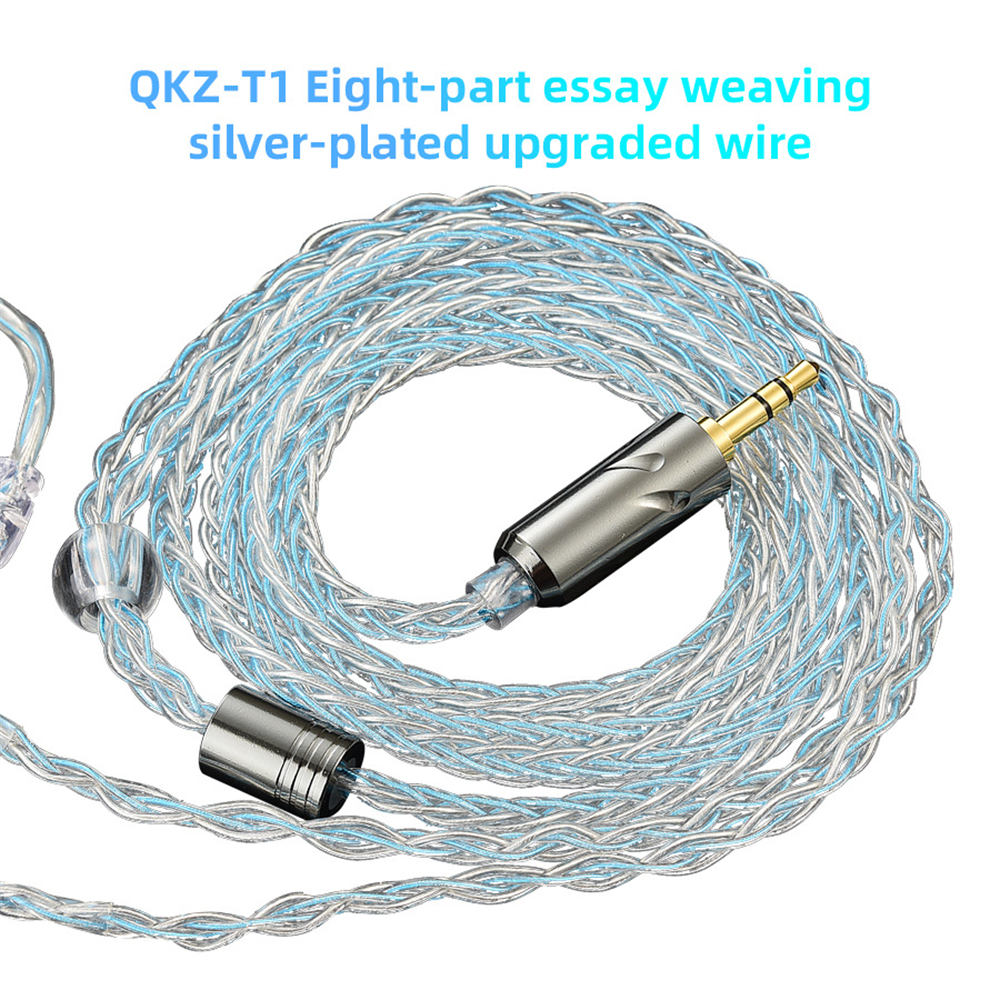 QKZ T1 8 Core TC Sier Plated Upgraded Wire Cable MMCX 2 Pin Connector Use For new QKZ ZXN ZXT ZXD ZX2 ZAX2 2025 ZX1 ZX3 3.5mm Earphone