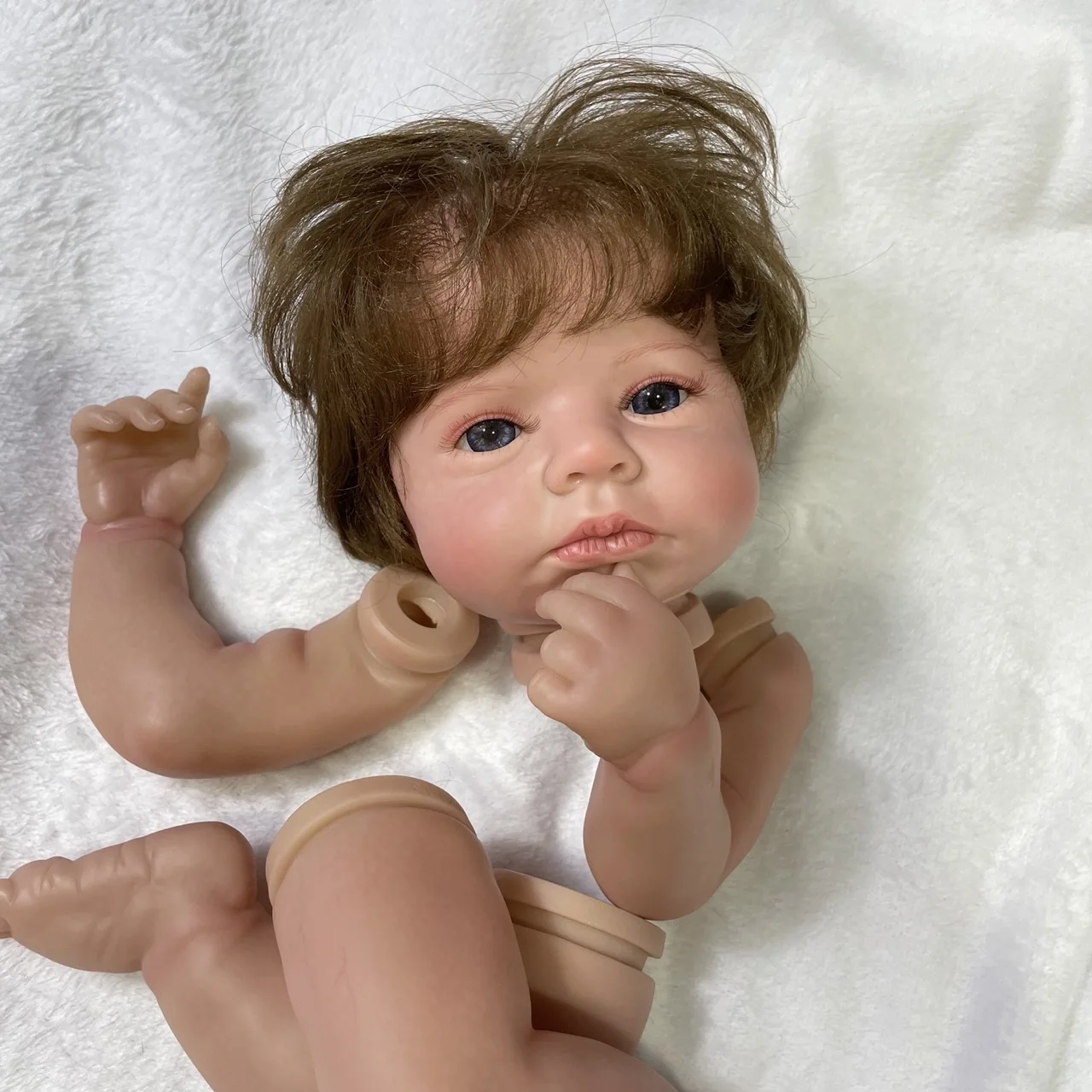20Inch Already Painted Reborn Doll Kit LouLou Awake Hand-rooted Hair Unassembled DIY Doll Parts new 2025 With Cloth Body Toy Figure lol