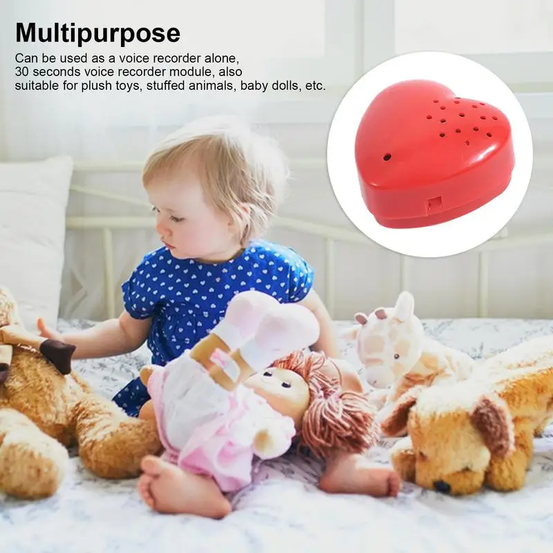 Portable Heart Shaped Voice Recorder Plastic 30 Seconds Mini Recording Box Sound Box for Plush Animal Toy Accessories