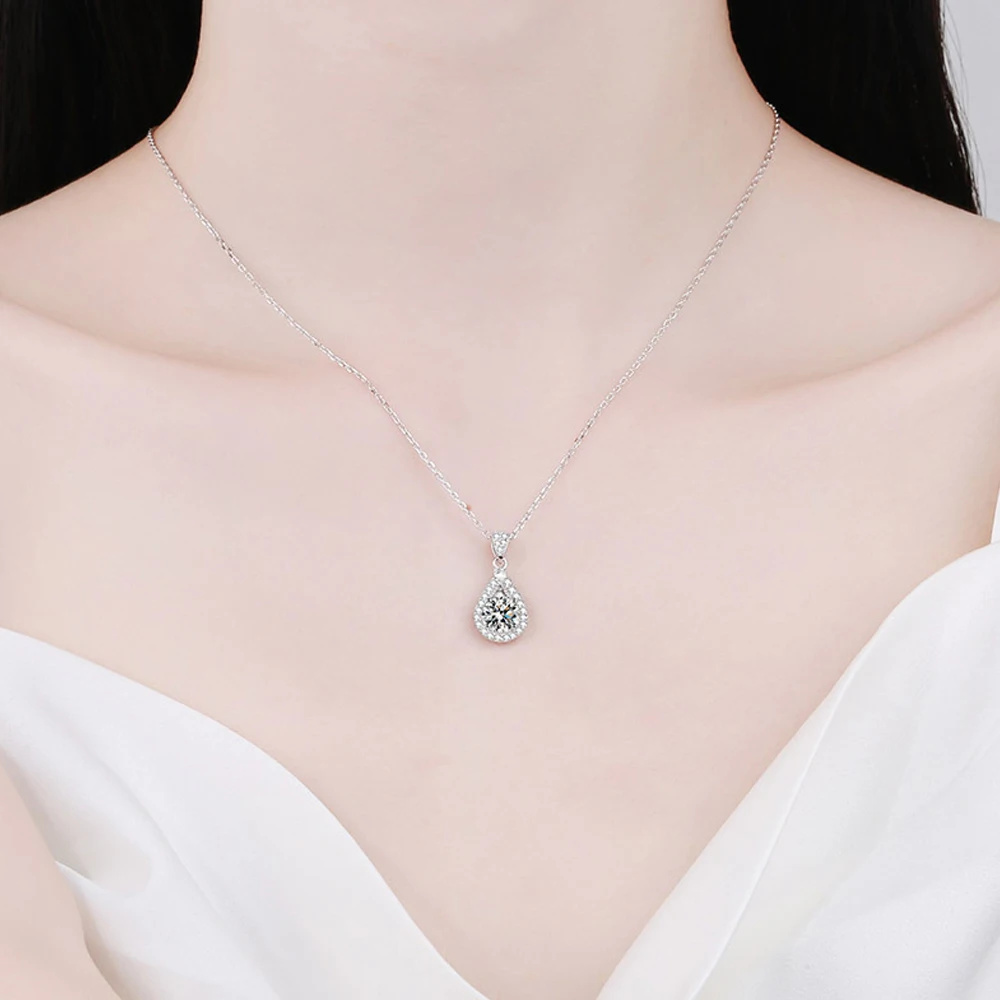KNOBSPIN D VVS1 Moissanite Pandent Necklace for Woman Wedding Jewely with GRA new 2025 Sterling Sliver Plated white Gold Necklace
