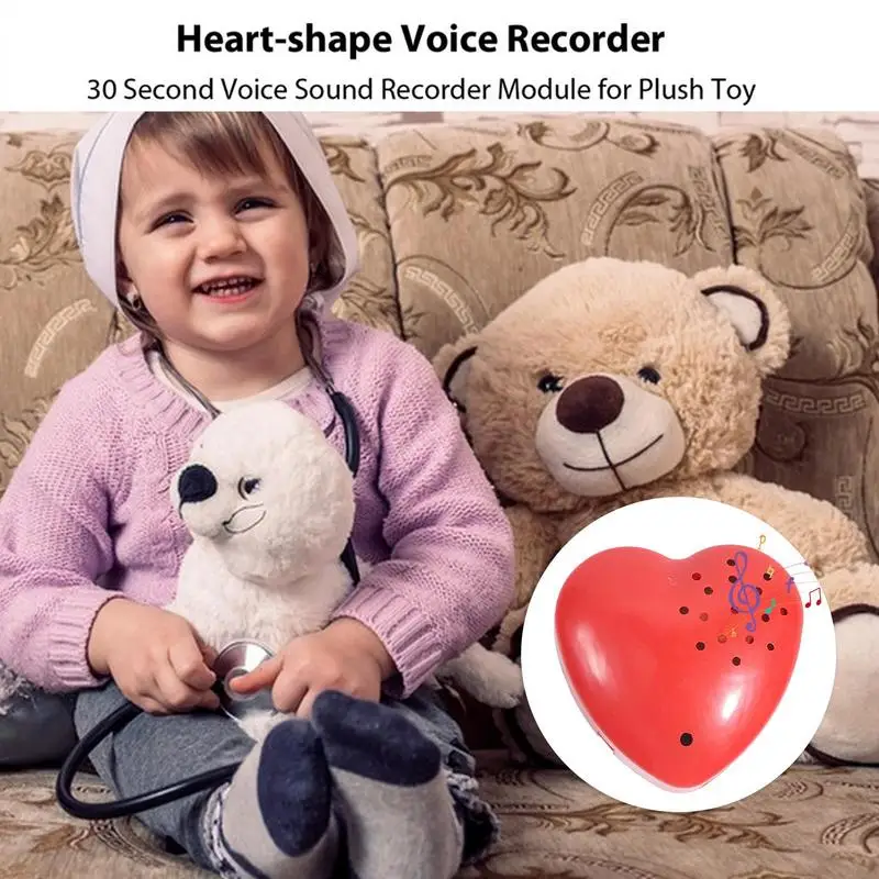 Mini Voice Recorder Heart Shaped Voice Box For Speaking Recordable Buttons For Kids 30 Seconds Sound Box For Stuffed Animal Doll