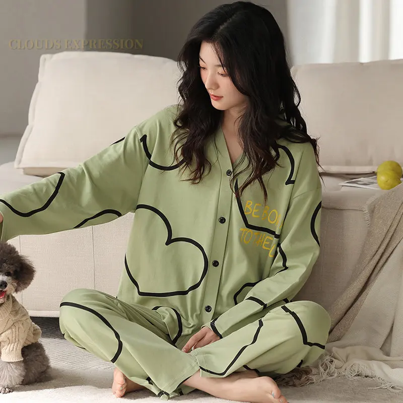 Spring New Elegant Women 2025 Pama Sets new Female Pyjamas V-neck Girls Kimono Sleepwear Femme Loungewear Pijama Mujer Home Nightwear