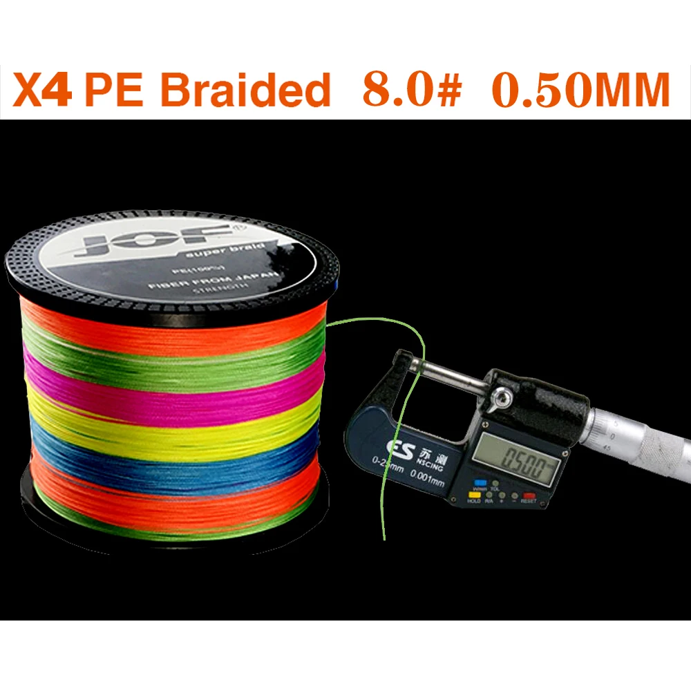 JOF PE Braided Wire Fishing Line 4 Strands 1000M Japan Strong Multifilament Fiber Fishing Line 0.10mm-0.50mm