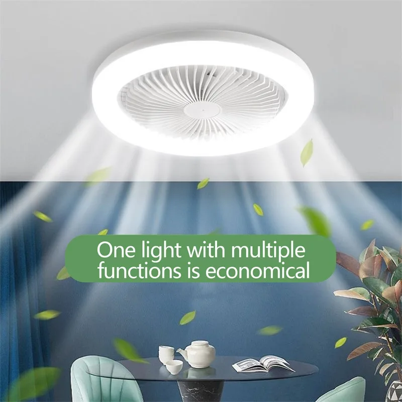 E27 Ceiling Fan with Lights LED Fan Light Ceiling Light with Fan Electric Fan with Remote Control for Bedroom Living Room Decor