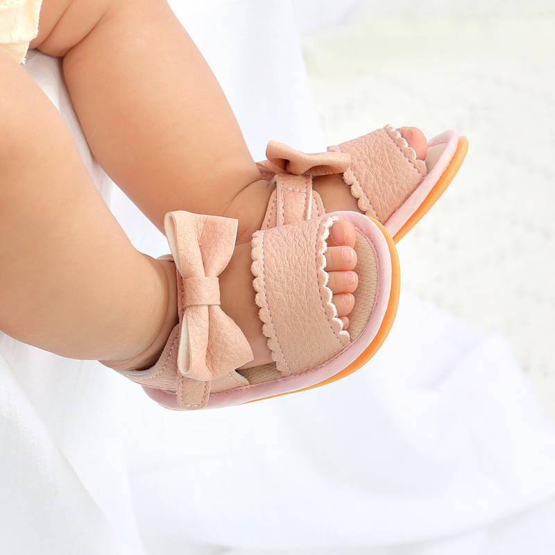 2025 Baby Shoes Summer Baby Boy Girl Shoes Toddler Flats Sandals Soft Rubber new Sole Anti-Slip Bowknot Crib First Walker Shoes