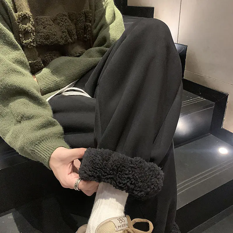Men's Winter Pants Brushed Baggy new FASHION Jogger Korean 2025 Streetwear Harem Fleeced Clothing Plush Thicken Cashmere Sweatpants