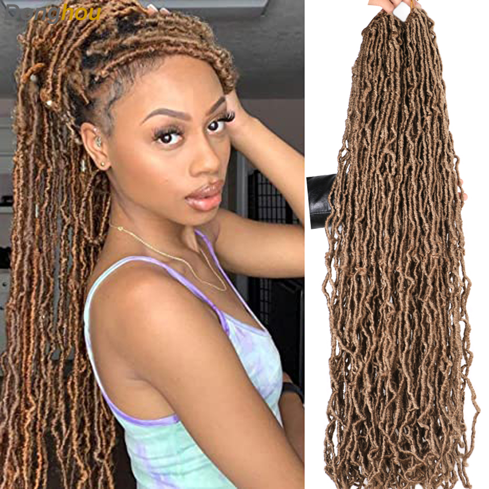 Donghou Faux Locs Crochet Hair 24 36 inch Faux Locks Crochet Braids Curly Hair New Soft Locs Meche De Cheveux Pour Crochet Braid