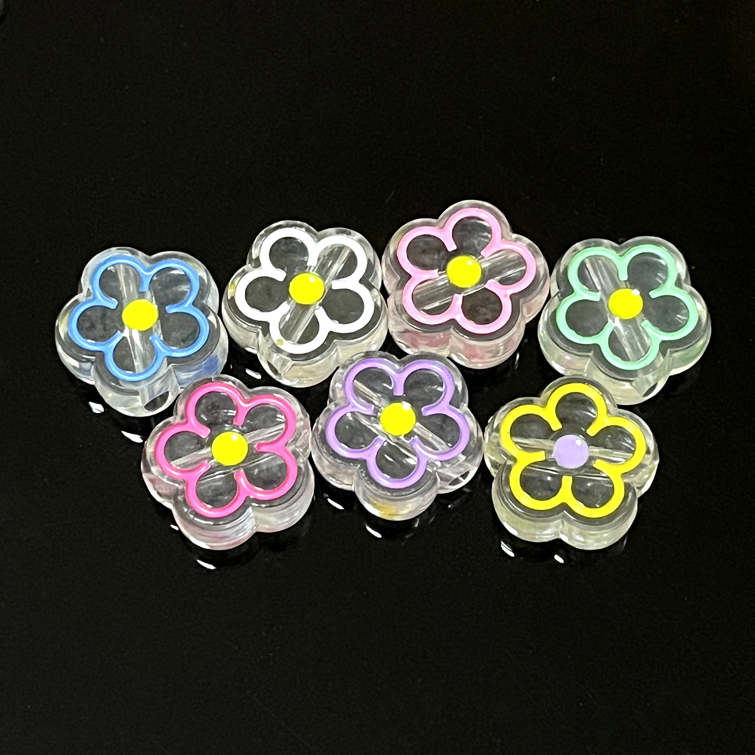 5-20pcs 19mm Sunflower Acrylic Beads Transparent Loose Spacer Beads For Needlework DIY Bracelet Necklace Jewelry Making Suppies