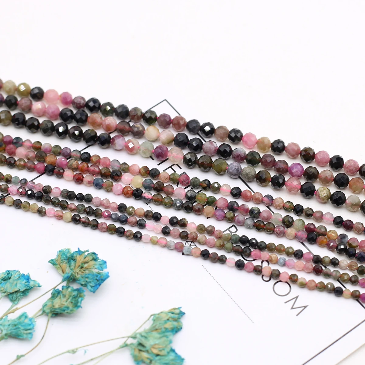 Natural Stone Beaded Faceted Round Colored Tourmaline Gemstone Loose Beads for Jewelry Making Diy Necklace Bracelet Accessories