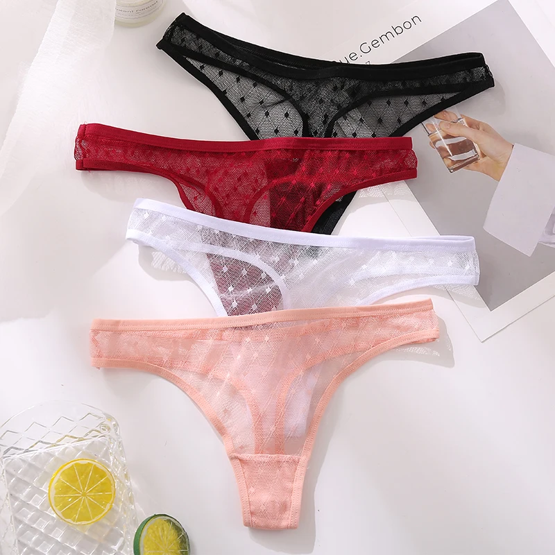 2PCS/Set Lace Sexy G-String Thongs Transparent new Women's panties Low-Waist 2025 Female Underpants Mesh Perspective Briefs Lingerie M-XL