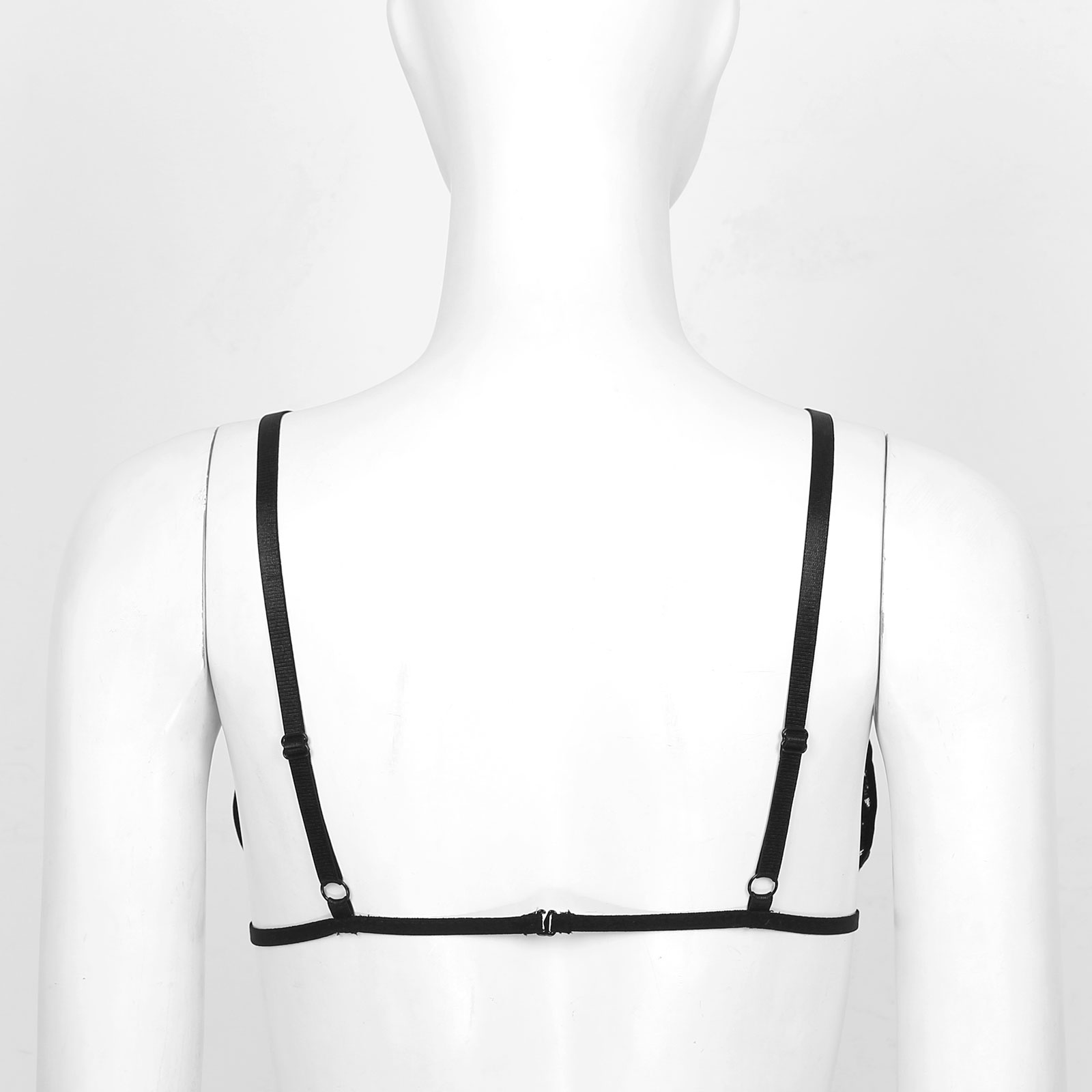 Womens Lingerie Erotic Bras Open Cup See Through Sheer Lace Bra Top Brassiere with Metal Rings Linked at Bust Bralette Underwear
