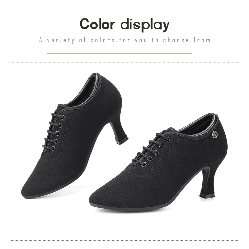 DKZSYIM Women Latin Dance Shoes Black Oxford-cloth Tango new Dancing Shoes Ballroom 2025 Salsa Dance Shoe Colse Toe High Heel 5/7.5CM