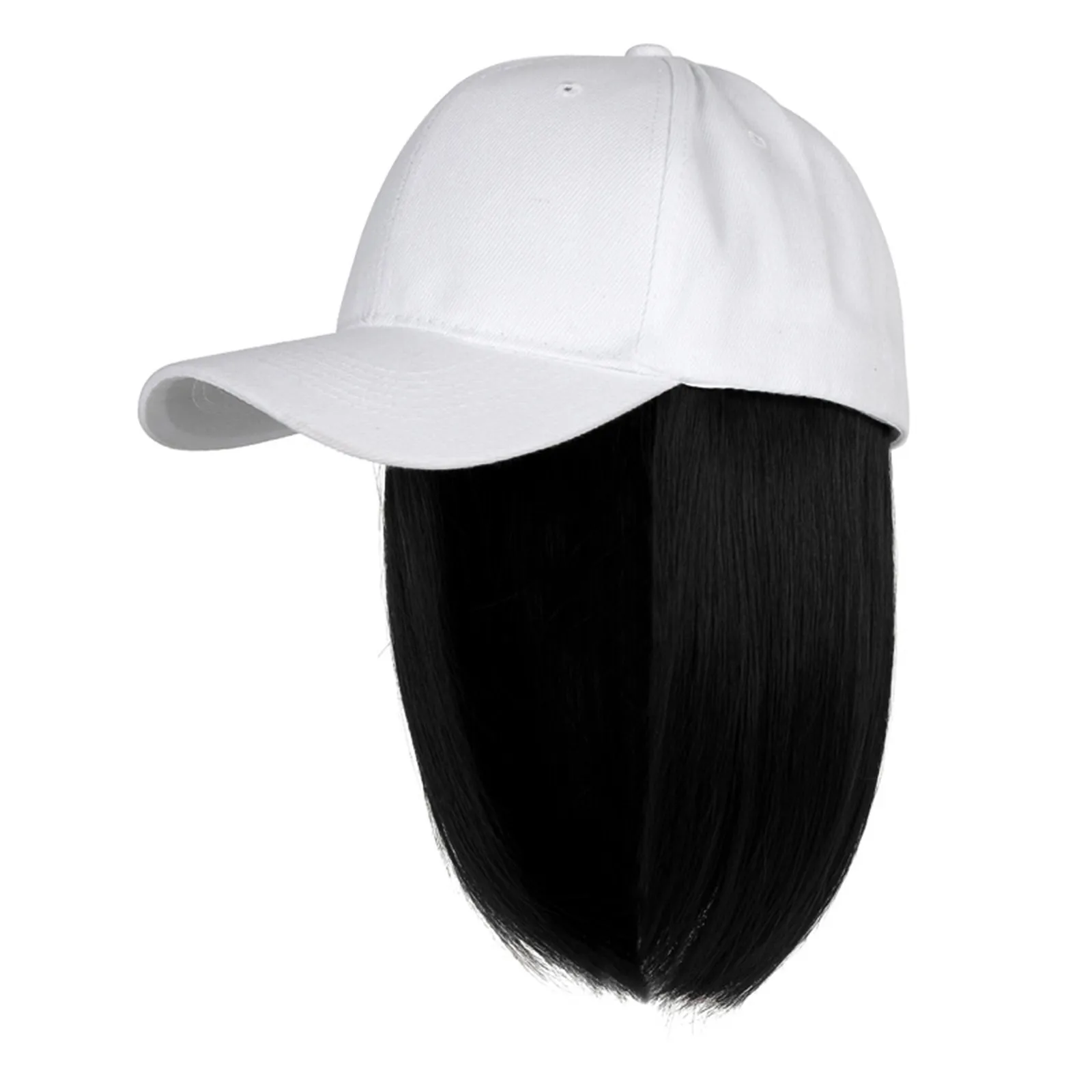 Baseball Cap With Hair Extensions Straight Short Bob Hairstyle new Removable Wig Hat For Woman Voting Hat Hats for Small 2025 Heads Men