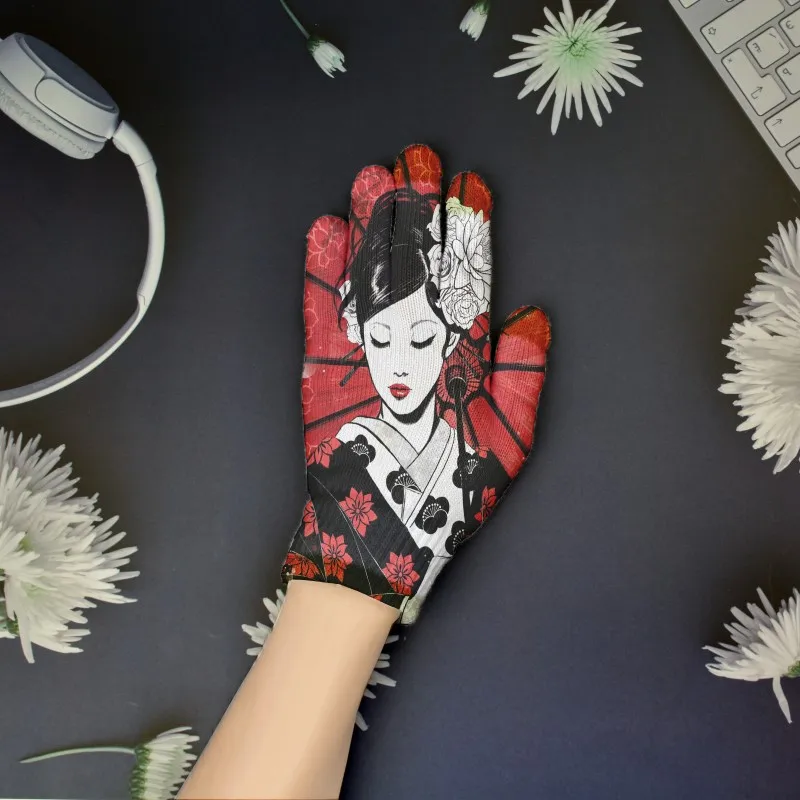 Japanese Cats 3d Printed new Knitted Gloves 2025 High Quality Garden Cycling Labour Thick Gloves Polyester Winter Funny Outdoor Gloves