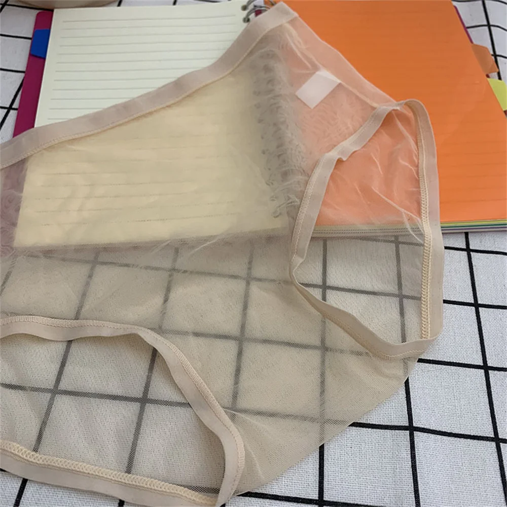 Plus Size Transparent Underwear Womens See Through Briefs Female Panties Sexy Solid Color Underpants Lingerie