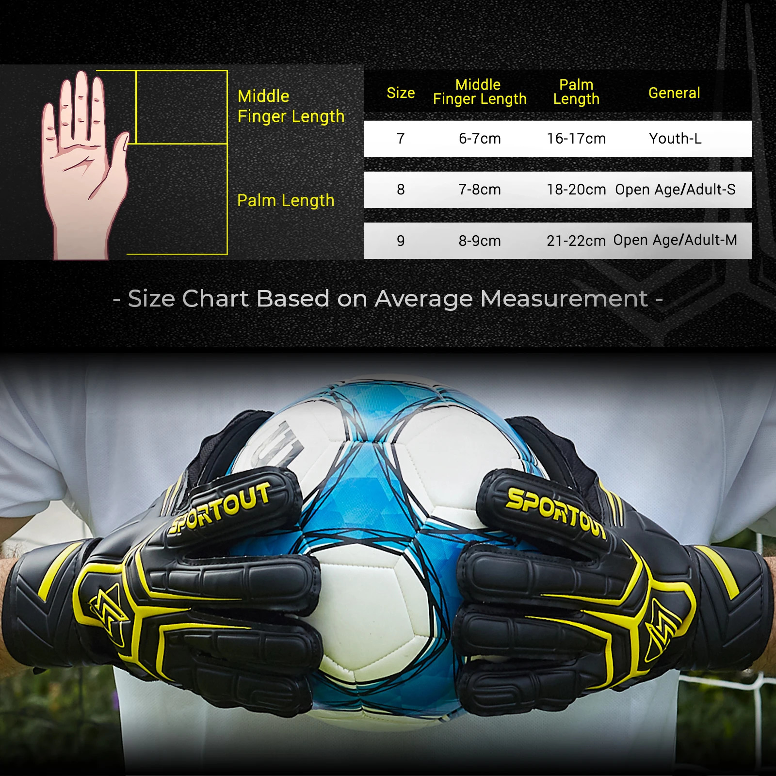 Sportout Goalie Gloves Goalkeeper with Fingersave Soccer Breathable 4mm Latex for Kids 240318